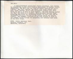 cca 1930 Northrop XFT-1 repülőgép gyári fotója, a hátoldalán feliratozva, 20x25 cm