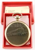 Molnija mechanikus vasutas zsebóra. Működő, jó állapotban, eredeti dobozzal, leírással d: 46 mm