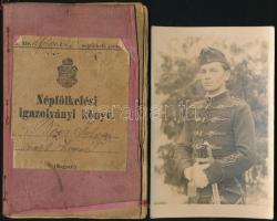1879 Népfölkelési igazolvány megviselt állapotban + 1936 Recsken készült katona fotó