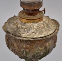 Régi réz petróleumlámpa, üveggel, m: 56 cm