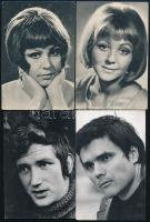 32 db magyar és külföldi színészeket ábrázoló fotó és fotó képeslap, 9x6 és 14x10 cm közti méretben