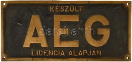 Készült AEG Lincencia Alapján, tömör bronz tábla (4 kg), a szélén festék folttal, 38x17 cm
