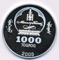 Mongólia 2003. 1000T Ag "Ázsia történelme - Transz-Szibériai Expressz" kapszulában, tanúsí...