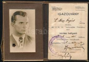 1937-2002 Vegyes fényképes igazolvány tétel, 3 db: M. Kir. Testnevelési Főiskola rendes hallgatójána...