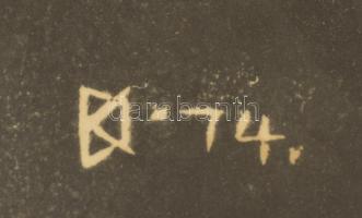 Olvashatatlan jelzéssel: Pletyka, litográfia, papír, üvegezett fa keretben, 36x11 cm