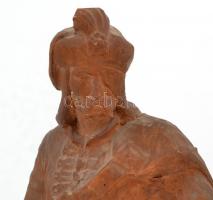 Vak Bottyán, faragott fa szobor, repedéssel, m: 36 cm