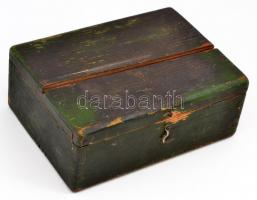 Fa, tükrös borotvás doboz, tartozékokkal, borotva (Tennis Solingen pengével), fenő szíj, fenőkő, Rat...