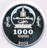 Mongólia 2003. 1000T Ag "Ázsia történelme - Konfuciusz" kapszulában, tanúsítvánnyal (19,50...