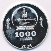 Mongólia 2003. 1000T Ag "Ázsia történelme - Kínai Nagy Fal" kapszulában, tanúsítvánnyal (2...