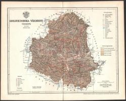 1897 Szolnok-Doboka vármegye térképe, rajzolta: Gönczy Pál, kiadja: Posner Károly Lajos, 30×24 cm