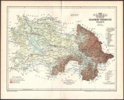 1897 Szatmár vármegye térképe, rajzolta: Gönczy Pál, kiadja: Posner Károly Lajos, 24×30 cm