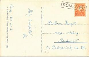 1934 Sümeg, Kossuth Lajos utca. László Sándor kiadása + "SÜMEG P.U." pályaudvari bélyegző