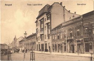 1919 Szeged, Tisza Lajos körút, Sas udvar, Blau Lajos, Grass, Hipp üzlete, Egyenruházati üzlet. Traub B. és Társa kiadása