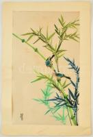 Madarak az ágakon. Kínai jelzett festett selyemkép 2 db. 43x25 cm