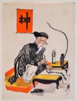 Jelenetek. Kínai jelzett festett selyemképek 5 db. / Chinese silk paintings 25x19 cm