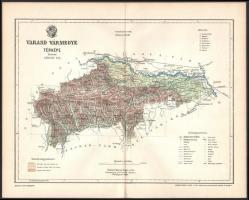 1897 Varasd vármegye térképe, rajzolta: Gönczy Pál, kiadja: Posner Károly Lajos, 24×30 cm