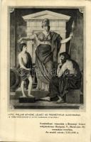 Pallas Athene lelket ad Prometheus alkotásába, Lotz Károly festménye, freskóstílusú vászonkép a Berzsenyi Dániel Reálgimnázium reneszánsz termében (ragasztónyom / gluemark)