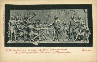 A Magyar Tudományos Akadémia megalapítása, Hollós Barnabás domborműve / founding of the Hungarian Academy of Sciences, bronze relief (14 cm x 9 cm)