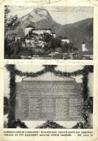 1937 Budapest V. Az Evangélikus leánygimnázium márványtáblája a Kufsteinben szenvedett magyar hősök emlékére, Kufstein vára (szakadások / tears)