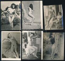 cca 1950-1960 6 db finoman erotiksu fotó, 9,5x6,5 cm
