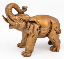 Arannyal festett műgyanta elefánt. 13x16 cm