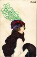 Fashion Lady Art Nouveau. B.K.W.I. 481-2. s: Mela Koehler
