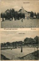 1908 Kassa, Kosice; Női gazdasági tanintézet, kerti fölvétel, teniszpálya. Divald K. fia 44. / girl school, garden, tennis court