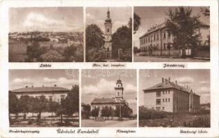 1949 Tamási, látkép, Római katolikus templom, Járásbíróság, Rendőrkapitányság, Községháza, Gazdasági iskola (EK)