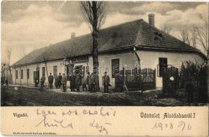 1908 Alsódabas (Dabas), Vigadó, Zisek Testvérek fűszer, csemege és vegyeskereskedése és saját kiadása (szakadás / tear)
