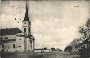 1913 Őrszállás, Stanisic, Stanica; Fő utca, Római katolikus templom. Schröder kiadása / main street, Catholic church