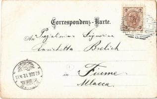 1897 (Vorläufer!) Graz,  Grazer Uhrturm / Clock Tower, general view, bridge, coat of arms. Art Nouve...