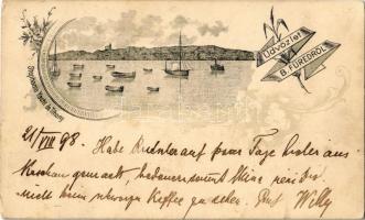 1898 Balatonfüred, Stephanie Yacht és Tihany. Art Nouveau, floral (r)