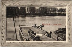 1911 Szolnok, Tiszai komp lovaskocsival. Róth Dezső kiadása