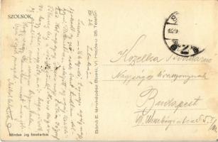 1929 Szolnok, utca lovaskocsikkal, divatáruház, pénzváltóüzlet, Magy. Kir. Osztálysorsjegy főelárusí...