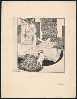 Franz von Bayros (1866-1924): Tantaluse. a Der Toilettentisch mappából Klisé, papír, jelzés nélkül, 12,5×12,5 cm