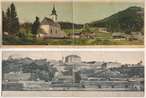 14 db RÉGI főleg külföldi kihajtható panoráma képeslap / 14 pre-1945 mostly European folding panorama postcards