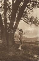 Frühlingstraum / Springdream. Erotic nude lady. Auf Lages als Kunstblatt Nr. 3. Serie 129. s: V. Wimmer