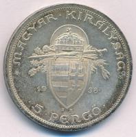 1938. 5P Ag "Szent István" T:1- patina, kis ph. Adamo P8.1