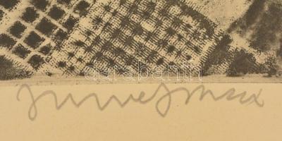 Imre István (1918 - 1983): Zizi alszik. Rézkarc, papír, üvegezett keretben, 29×39 cm