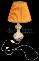 Zsolnay pillangómintás porcelán lámpa, kézzel festett, jelzett, hibátlan, lámpaernyővel, m: 40 cm