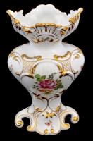 Herendi virágmintás porcelán váza, kézzel festett, jelzett, hibátlan, m: 27 cm