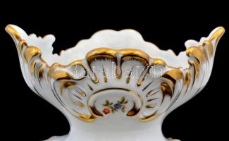 Herendi virágmintás porcelán váza, kézzel festett, jelzett, hibátlan, m: 27 cm