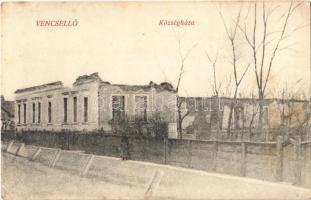 Vencsellő (Gávavencsellő), községháza romjai az 1919. június 6-i román megszállók pusztításai után (EK)