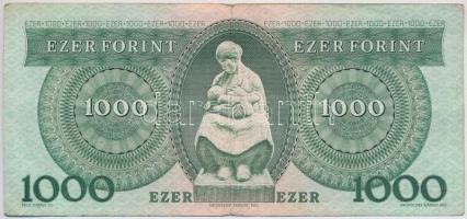 1983. november 10. 1000Ft "B" halovány citromsárga sorszámmal, bankjegy alapnyomata ép T:I...