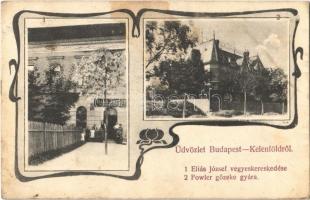 1935 Budapest XI. Kelenföld, John Fowler gőzeke gyára, Éliás József vegyeskereskedése, üzlete. Art Nouveau (fl)