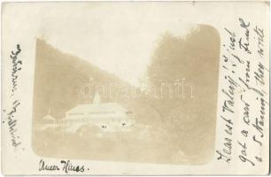 1905 Felsőbánya, Baia Sprie (?); Badehaus, Rialtobrücke / fürdőház, híd / spa, baths, bridge. photo (EK)