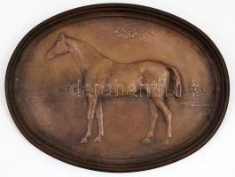Lovas bronz falitál, GyP jelzéssel, 31x23,5 cm