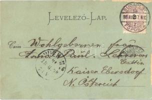 1898 Budapest V. Pesti rakpart a Mátyás templommal szemben, Dunai fürdőház, gőzhajó (Rb)