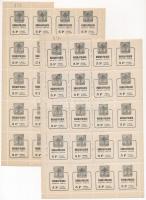 Rákospalota városi illetékbélyeg 1P hiányos ívben (egy bélyeg hiányzik) + 5P 3 db teljes ívben