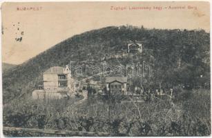 1910 Budapest XII. Zugliget, Laszlovszky-hegy (Hunyad-oromról), nyaralók, villák. Schwarz J. kiadása (ázott / wet damage)